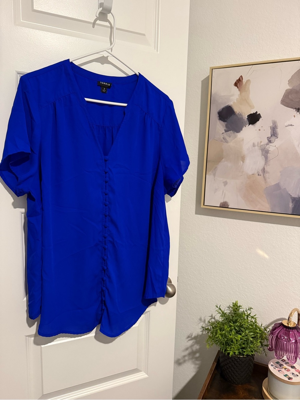 Torrid Cobalt Blue Button-Front Blouse Size 2